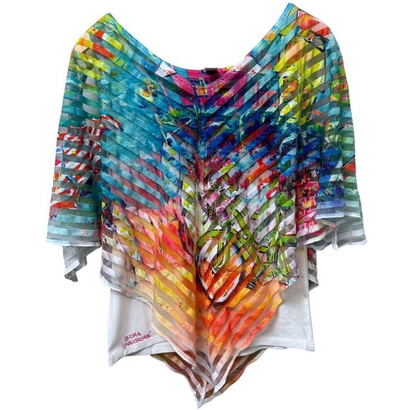 Leoma Lovegrove Sheer Poncho and Tank Set Small Multicolor Womens Top Artsy NWT - Picture 6 of 14